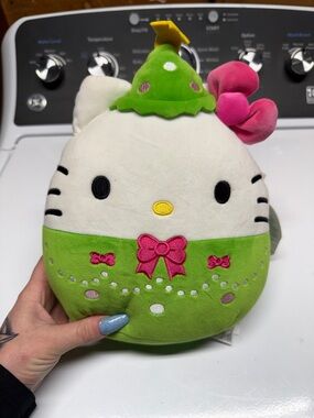 Squishmallows Hello Kitty Green White Pink Stuffed Plush